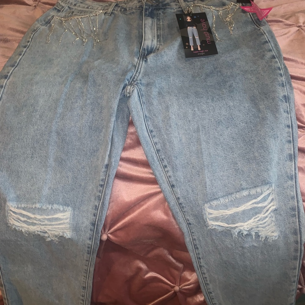 Denim Jeans with bling fringe